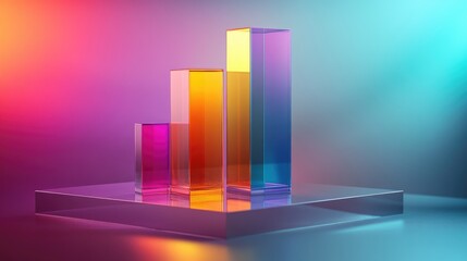 Poster - Colorful Geometric Bar Graphs Representing Data Growth and Progress in a Modern, Vibrant Setting, Ideal for Business and Creative Illustrations
