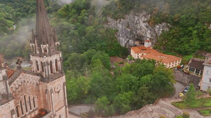 Wall Mural - Aerial view of the Covadonga Sanctuary in Asturias, Northern Spain.