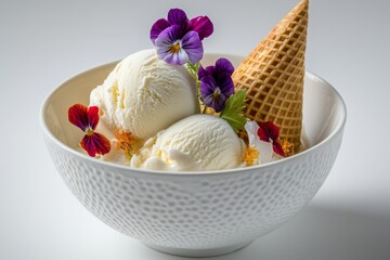 Canvas Print - Delicate Floral Ice Cream Dessert