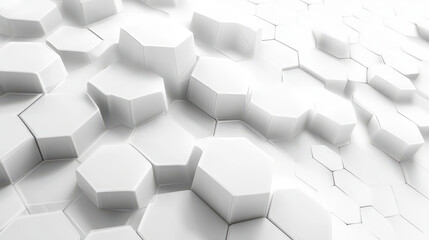 Wall Mural - Futuristic Abstract White Hexagonal 3D Geometric Structure Background Design