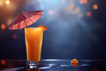 Wall Mural - Orange Cocktail with Paper Umbrella