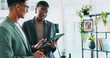 © peopleimages.com - Teamwork, consultant and tablet with business people in office for sustainability manager, eco research and planning. Environment policy, climate change solution and discussion with employees