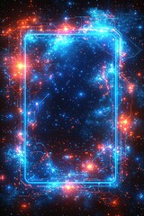 Poster - Abstract futuristic technology science background with glowing circuits and particles