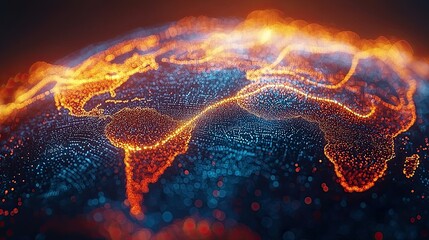 Poster - A digital representation of Earth with vibrant, glowing lines depicting connectivity.