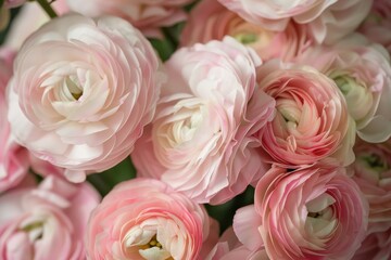 Wall Mural - Colorful ranunculus flowers bloom in a vibrant display, creating a stunning arrangement perfect for any occasion or celebration