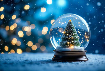 Wall Mural - a snow globe with a christmas tree inside of it