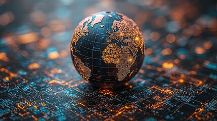 Poster - A glowing globe representing Earth on a digital background, symbolizing technology and connectivity.