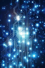 Poster - Abstract blue background with glowing lines and a digital effect