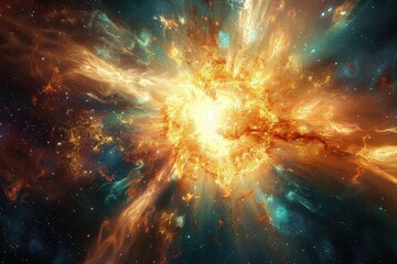Aufkleber - Stunning cosmic explosion in colorful nebula revealing the beauty and chaos of the universe