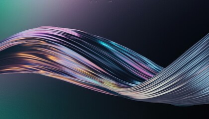 Poster - Stunning Abstract Fluid Iridescent Holographic Neon Curved Waves in Motion Colorful D Rendered Background for Modern Art, Digital Design, and Visual Aesthetics