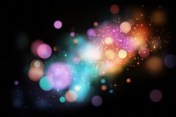 Poster - A colorful, blurry image of stars and circles. The colors are bright and the circles are small