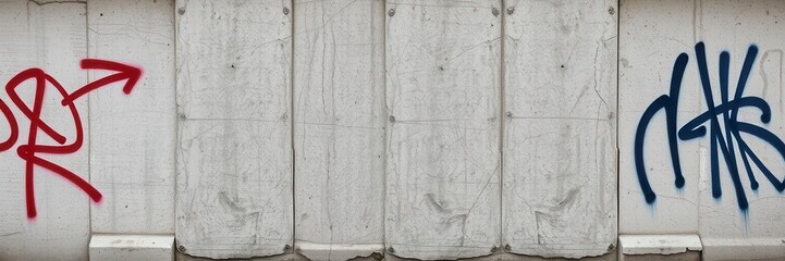 Wall Mural - Glued poster mockup on rough concrete wall background with urban vibes, rough, display, construction