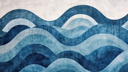 Abstract blue watercolor wave pattern background.