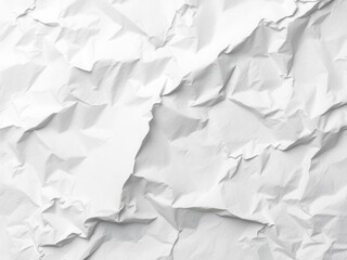 Wall Mural - Crumpled white paper texture background with creases and wrinkles, textured, crumpled, top view