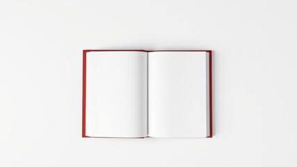 Wall Mural - Isolated book cover mockup with blank pages on a white background, showcase, design