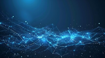 Wall Mural - abstract digital network: glowing blue nodes and connections