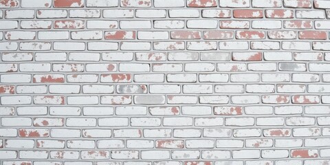 Wall Mural - White grunge brick wall texture with a distressed and worn appearance, perfect for adding an urban, industrial vibe to your projects, brick, aged, white