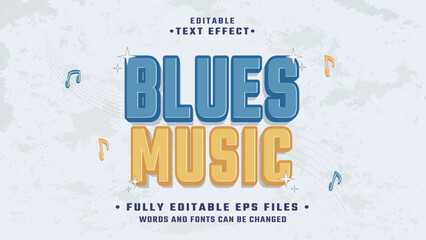 Poster - editable 3d blues music  text effect.typhography logo