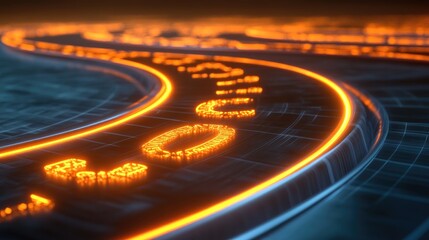Poster - Glowing Pathway with Neon Light Effects and Futuristic Design