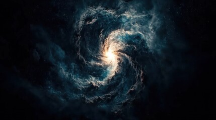 Wall Mural - Swirling blue and white nebula with bright center in dark space.