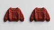 © Santri - Two identical textured rust-colored sweaters on a plain background.