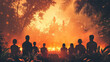© Killian - Fire Ceremony, Jungle Ritual, Cultural Tradition, Spiritual Gathering, Warm Colors