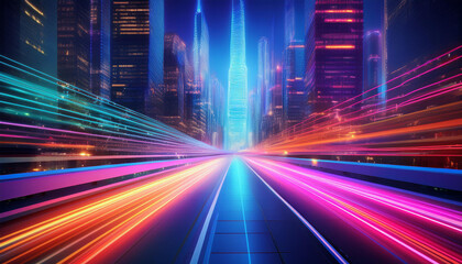 Wall Mural - abstract motion blur city