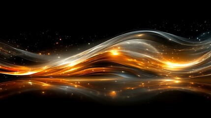 Poster - abstract gold and silver wave energy flowing