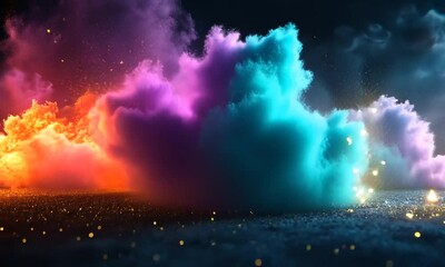 Wall Mural - A vibrant cosmic scene featuring colorful clouds and twinkling stars in a starry sky.
