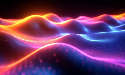 Wall Mural - Vibrant abstract waves of light and color create a dynamic digital landscape.