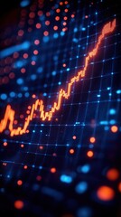 Poster - digital graph chart displays upward trend. stock market performance growth visualized. dynamic digit