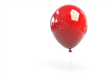 Bright Red Balloon Floating Gracefully Against a Clean White Background, Symbolizing Celebration, Joy, and Fun at Parties and Festive Occasions