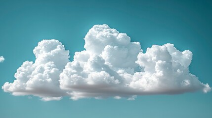 Wall Mural - Blue sky background with fluffy white clouds in soft focus, offering a peaceful setting with abundant copy space for your message, perfect for a clean, fresh design.