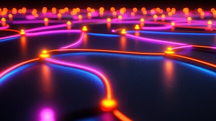Aufkleber - Abstract neon lights forming a network.