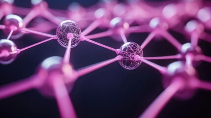 Aufkleber - Abstract pink network connection nodes.