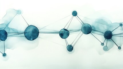 Aufkleber - Abstract watercolor painting depicting interconnected nodes, representing networks, connections, or relationships.