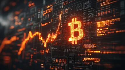 Poster - Bitcoin cryptocurrency trading chart on a digital display.