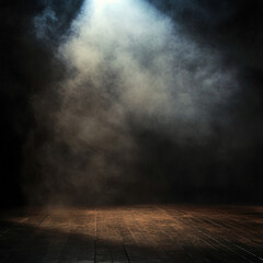 Poster - Mysterious light illuminates a smoky stage during a performance. 