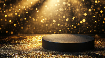 Poster - creative display with golden lights and sparkling background for events.