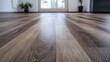 © Infinity Lens - Laminate floor plank, wooden interior for home or house room renovation, natural hardwood material with a clean and decorative pattern, close up of the installation process.
