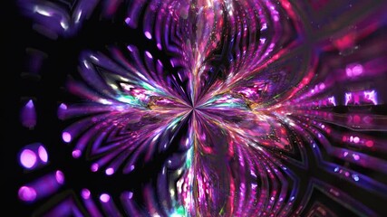 Wall Mural - Kaleidoscope mandala psychedelic background. Brilliant neon purple beautiful patterns