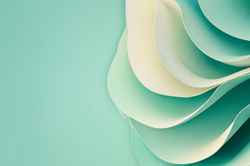 Aufkleber - A close-up of layered paper in soft pastel colors, creating a textured, abstract design against a mint-green background.