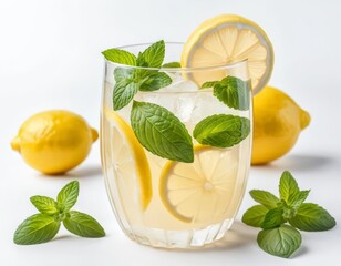 Wall Mural - fresh lemonade with mint and lemon