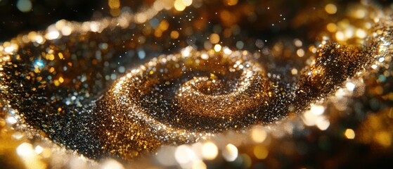 Wall Mural - Golden glitter swirl. AI.