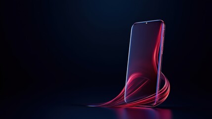 Leinwandbilder - Modern Smartphone with Dynamic Light Trails on a Dark Background, Concept of Technology and Innovation in the Digital Age