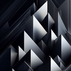 Poster - Abstract geometric triangles in 3D design with black and crystal elements