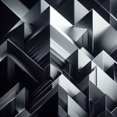 Poster - Abstract geometric triangles in 3D design with black and crystal elements
