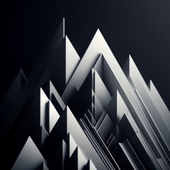 Poster - Abstract geometric triangles in 3D design with black and crystal elements