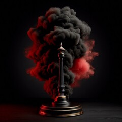 Poster - Abstract smoked display pedestal in various colors on black and white backgrounds