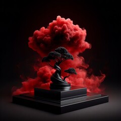 Poster - Abstract smoked display pedestal in various colors on black and white backgrounds